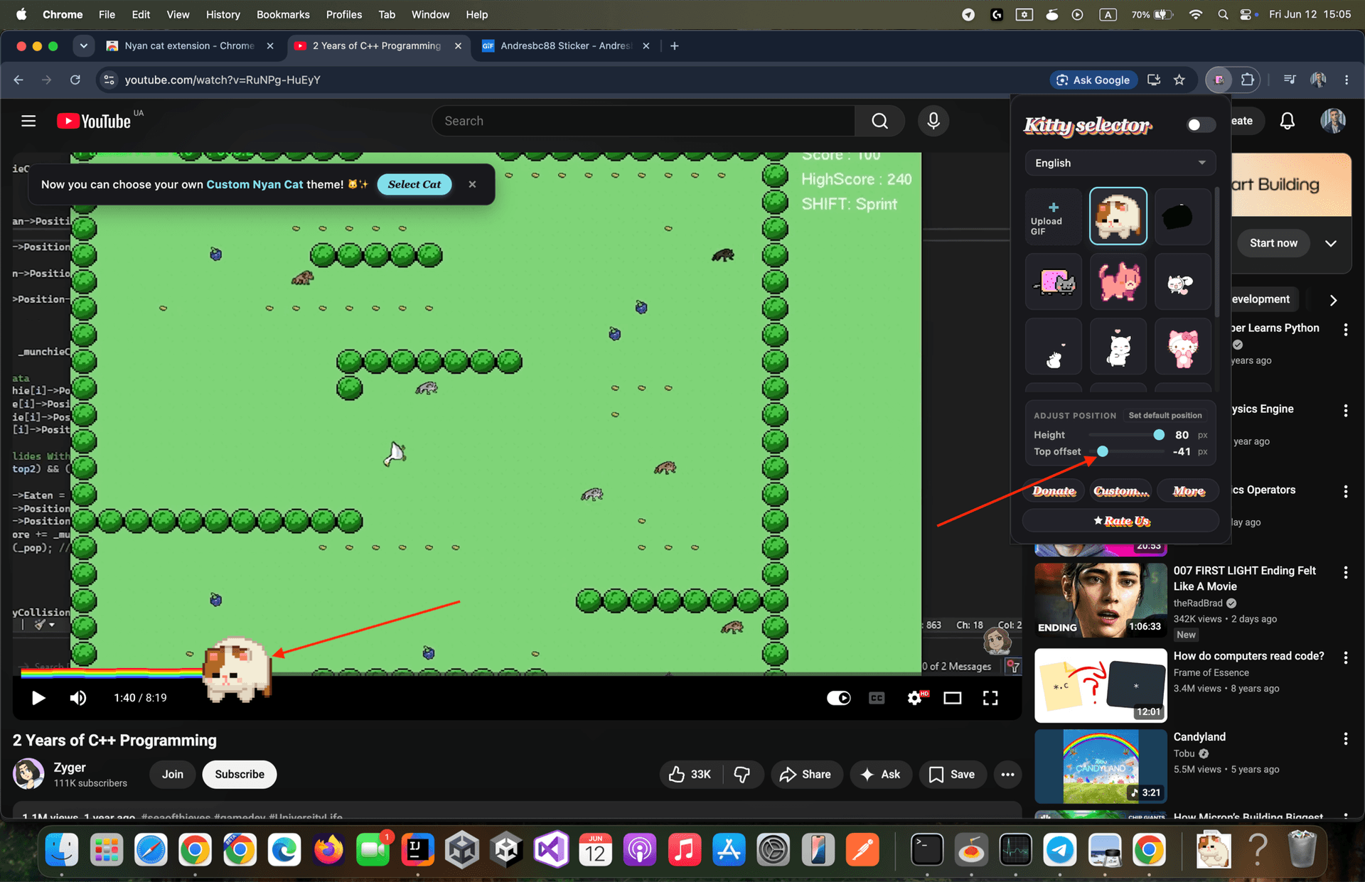 Screenshot illustrating Use the Top offset slider
