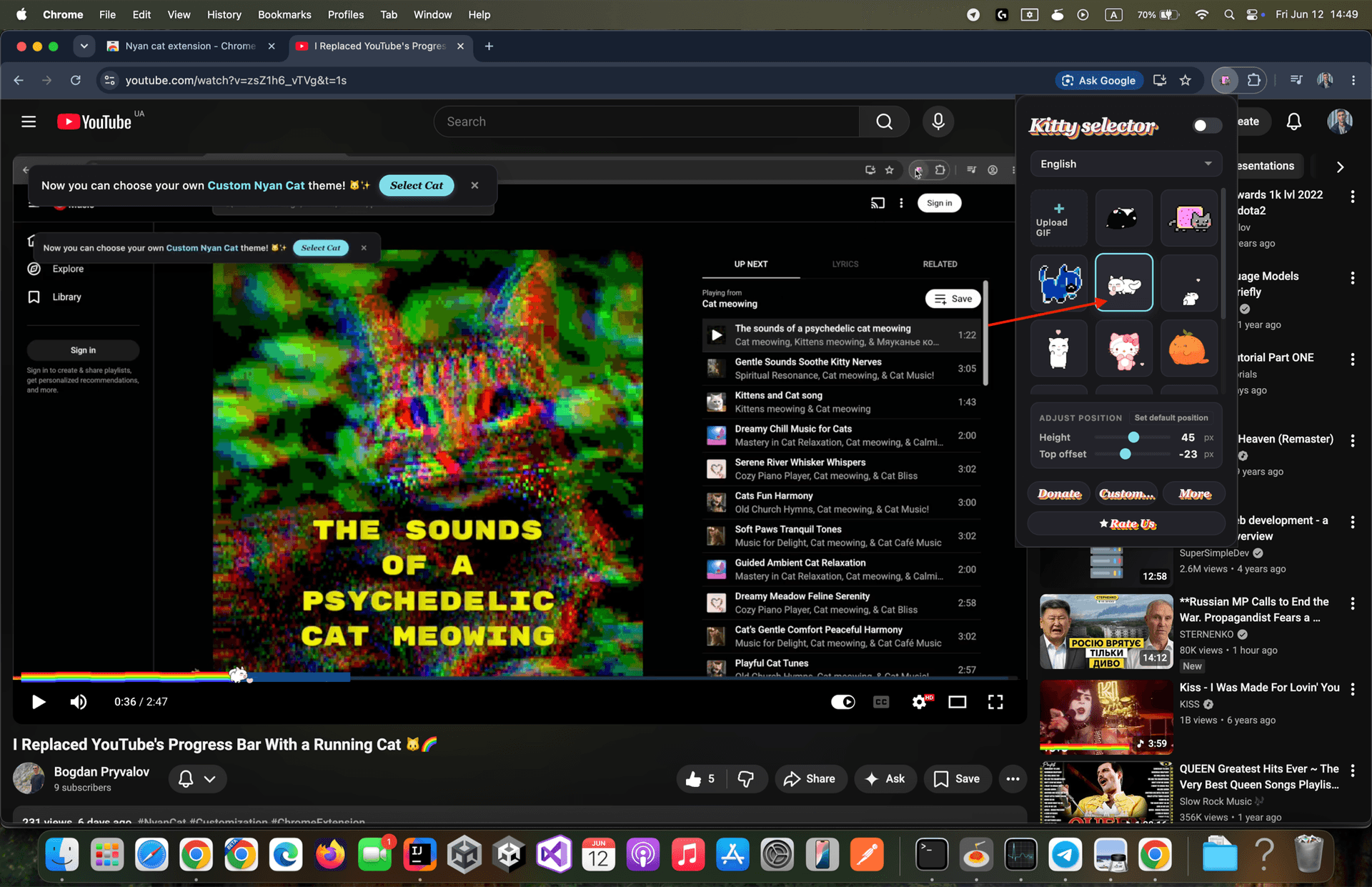 Screenshot illustrating Click the cat you want