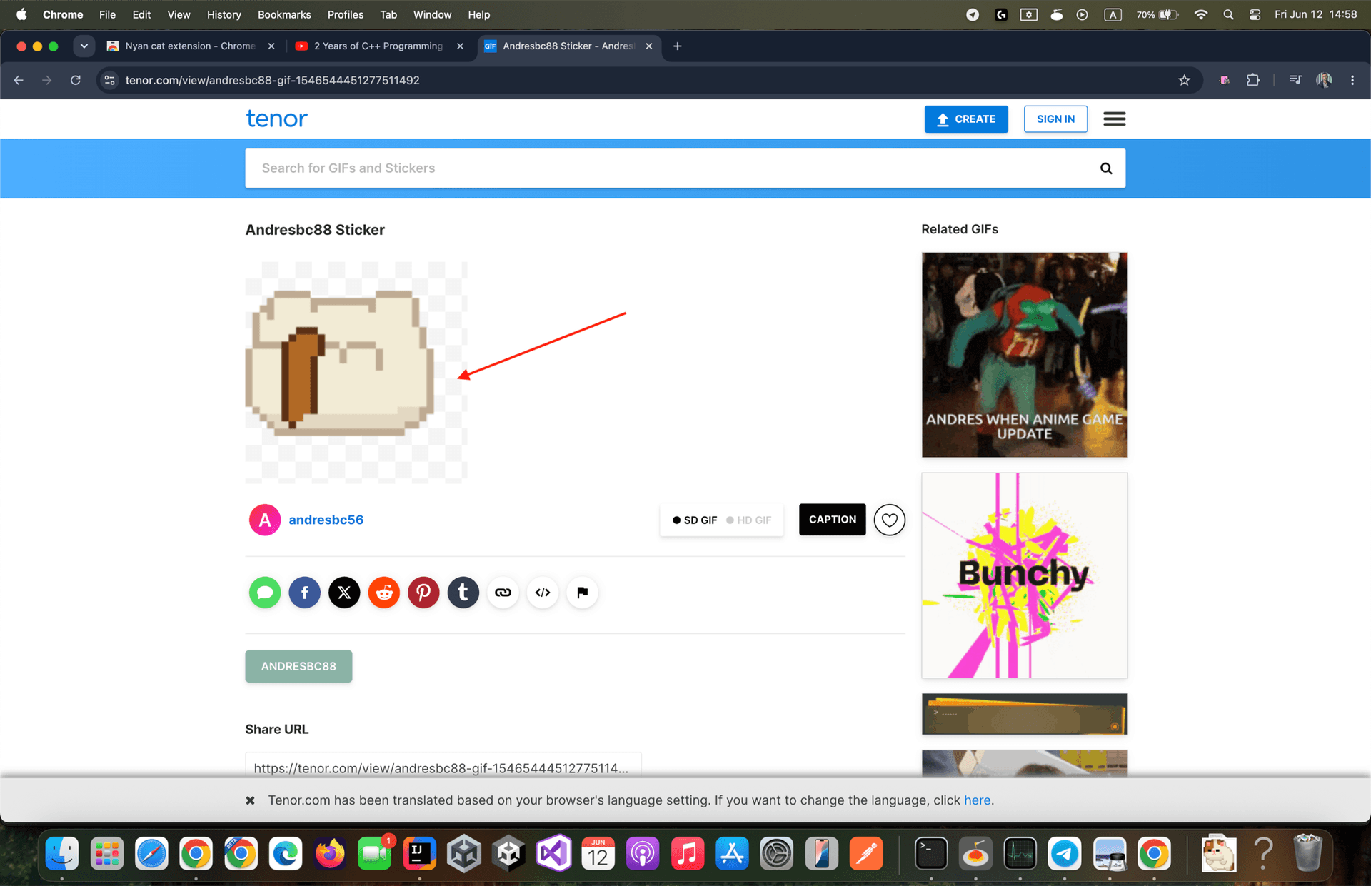Screenshot illustrating Find a GIF you like